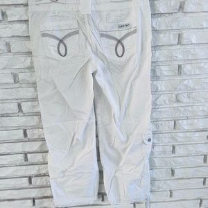Calvin Klein White Cargo Capris